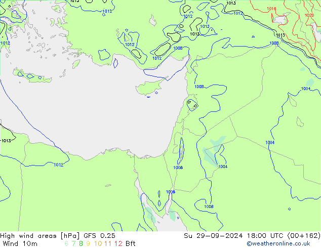 High wind areas GFS 0.25  29.09.2024 18 UTC