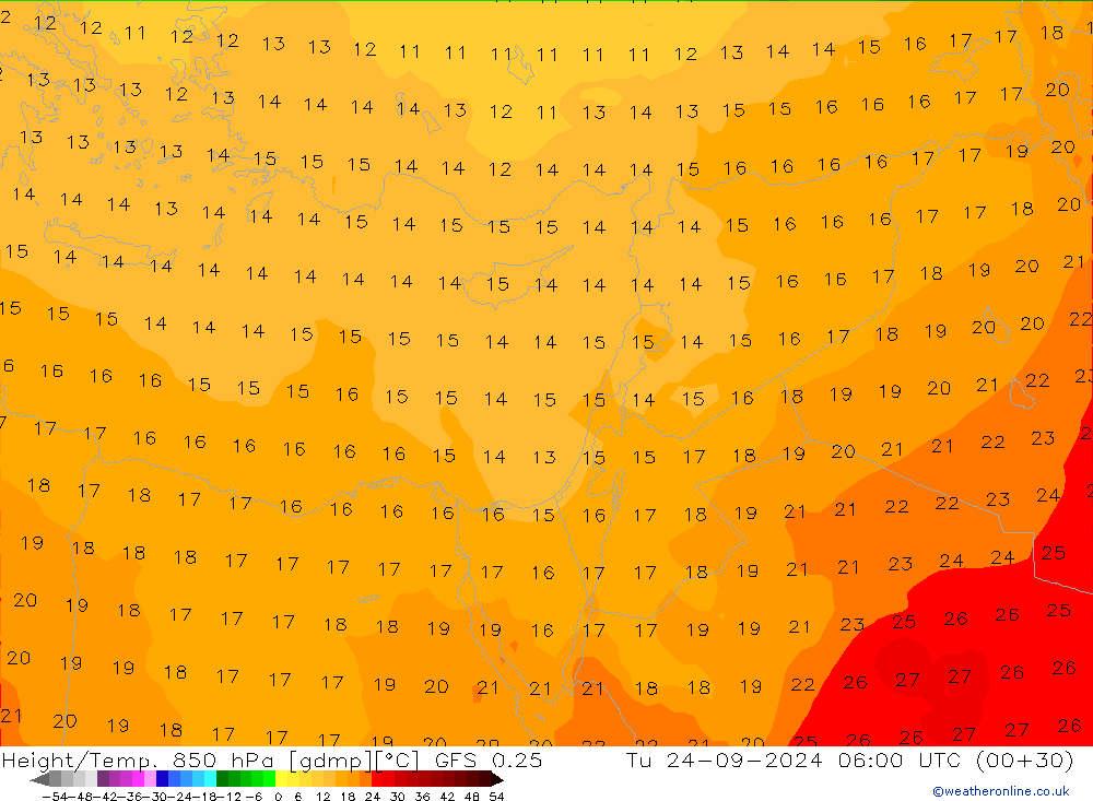 Z500/Rain (+SLP)/Z850 GFS 0.25 Tu 24.09.2024 06 UTC