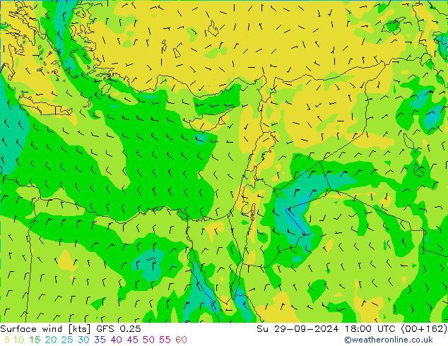 Bodenwind GFS 0.25 So 29.09.2024 18 UTC