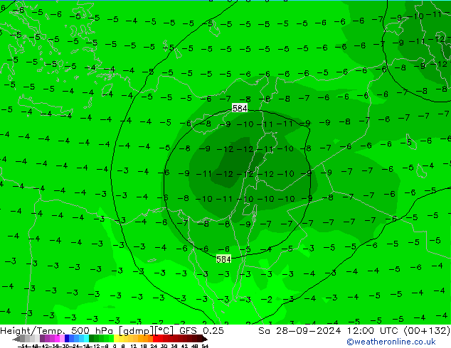 Z500/Regen(+SLP)/Z850 GFS 0.25 za 28.09.2024 12 UTC