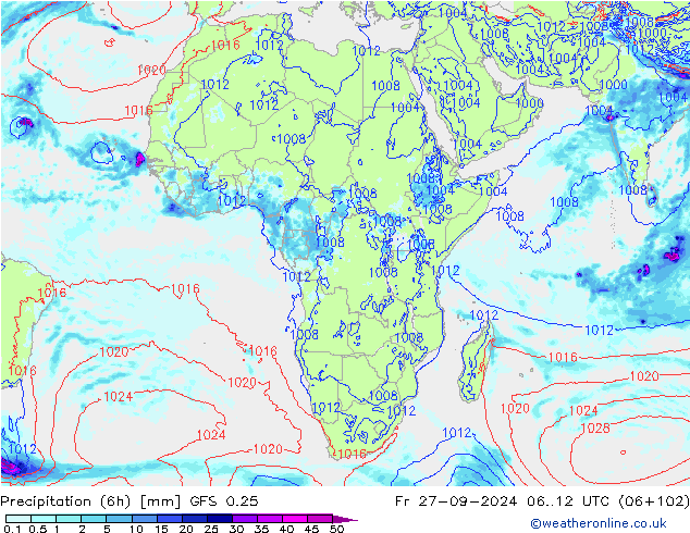 Z500/Rain (+SLP)/Z850 GFS 0.25 Pá 27.09.2024 12 UTC