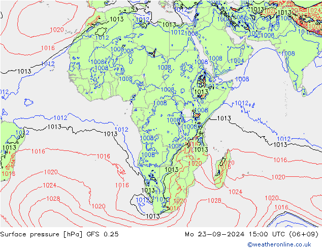 Surface pressure GFS 0.25 Mo 23.09.2024 15 UTC