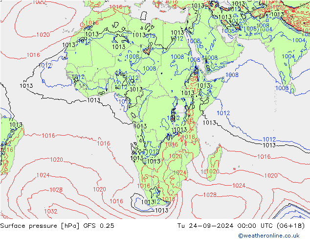 GFS 0.25: wto. 24.09.2024 00 UTC