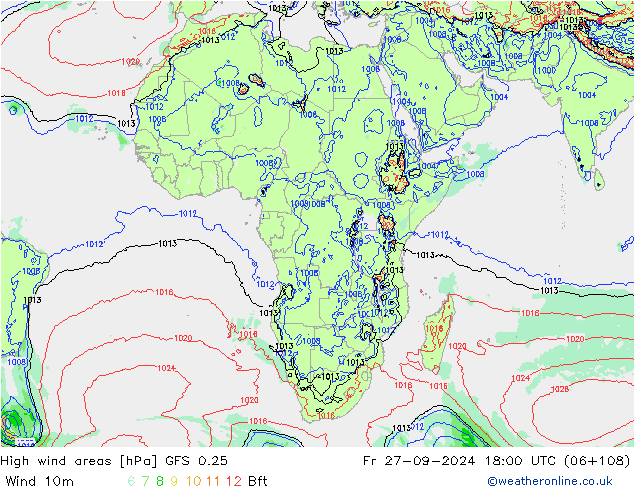 High wind areas GFS 0.25  27.09.2024 18 UTC