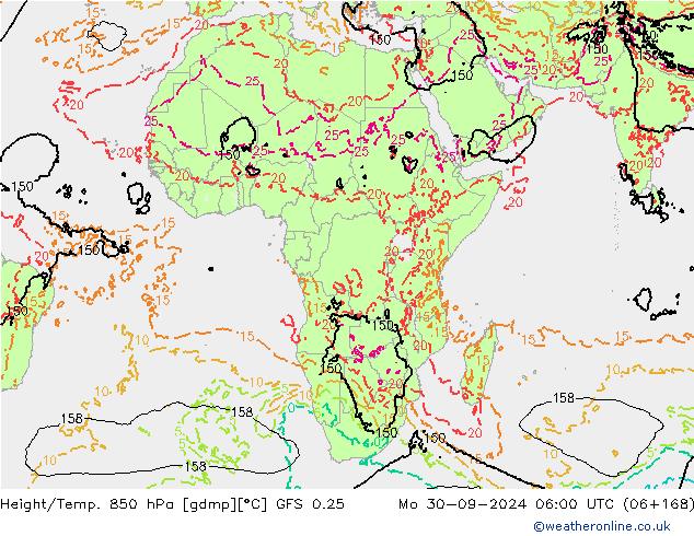 Z500/Rain (+SLP)/Z850 GFS 0.25 lun 30.09.2024 06 UTC