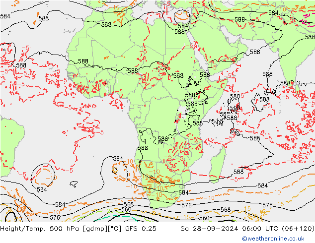 Z500/Yağmur (+YB)/Z850 GFS 0.25 Cts 28.09.2024 06 UTC