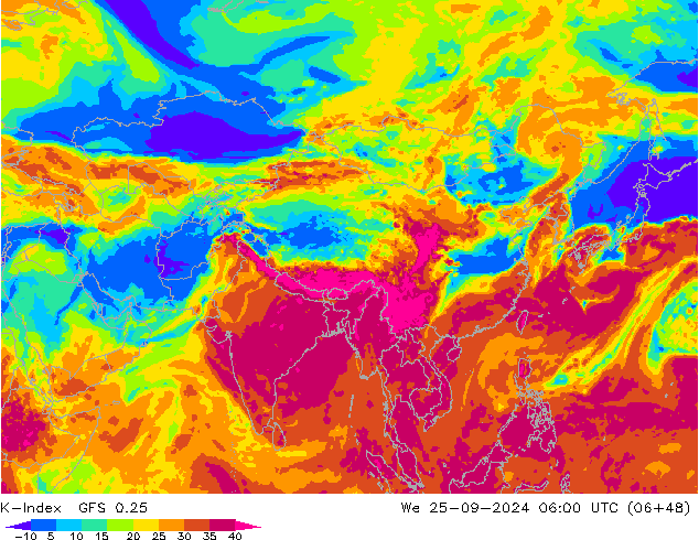 K-Index GFS 0.25 ср 25.09.2024 06 UTC