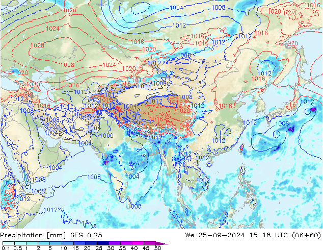 Precipitación GFS 0.25 mié 25.09.2024 18 UTC