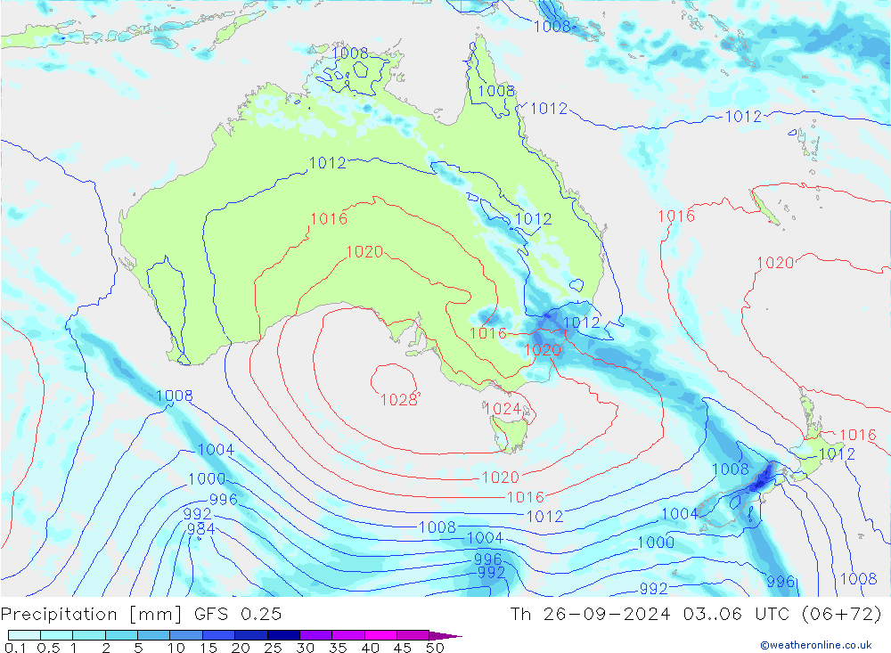 Precipitation GFS 0.25 Th 26.09.2024 06 UTC