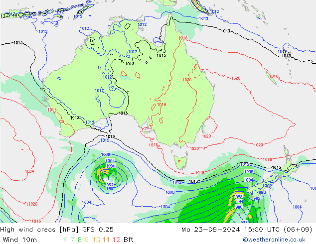 Windvelden GFS 0.25 ma 23.09.2024 15 UTC