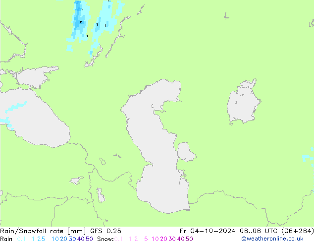 Rain/Snowfall rate GFS 0.25 ven 04.10.2024 06 UTC