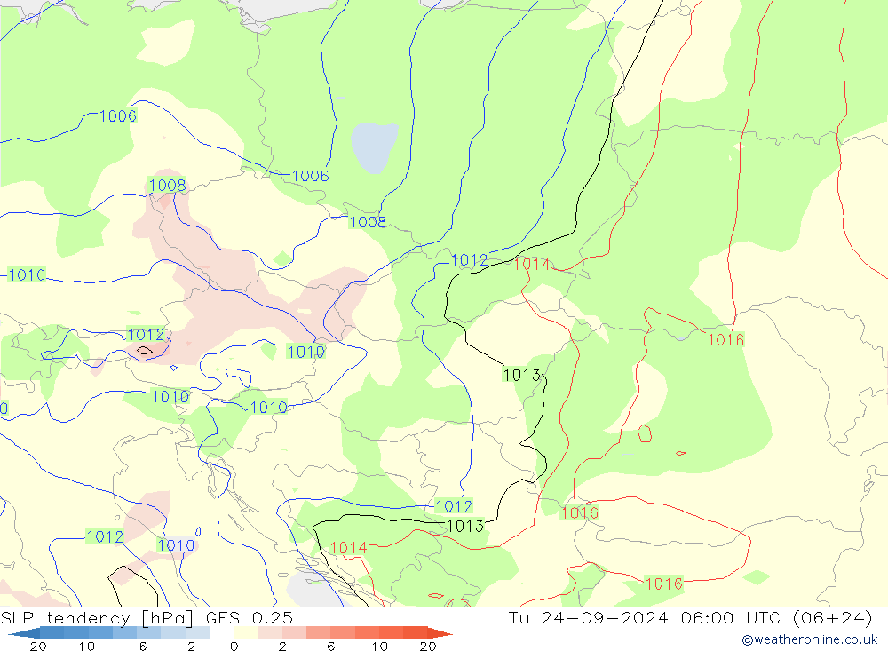 Tendenza di Pressione GFS 0.25 mar 24.09.2024 06 UTC