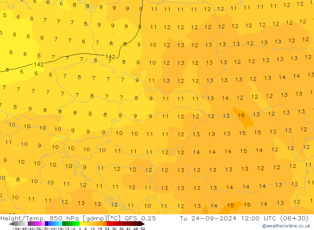 Z500/Rain (+SLP)/Z850 GFS 0.25 вт 24.09.2024 12 UTC