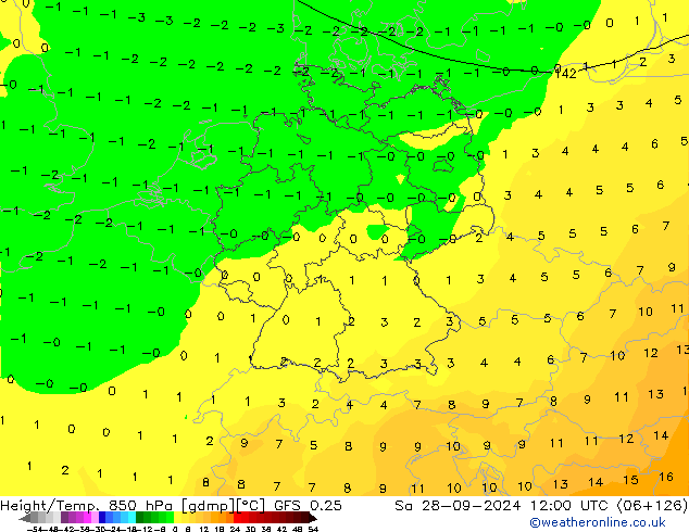 Z500/Rain (+SLP)/Z850 GFS 0.25 Sáb 28.09.2024 12 UTC