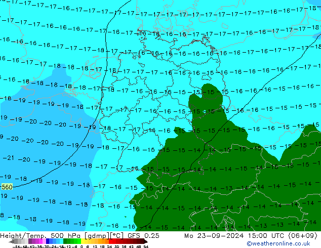 Z500/Rain (+SLP)/Z850 GFS 0.25  23.09.2024 15 UTC