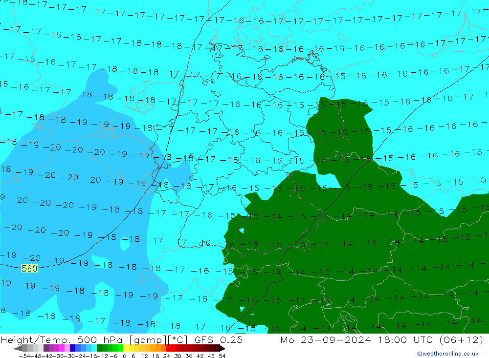 Z500/Rain (+SLP)/Z850 GFS 0.25 Seg 23.09.2024 18 UTC