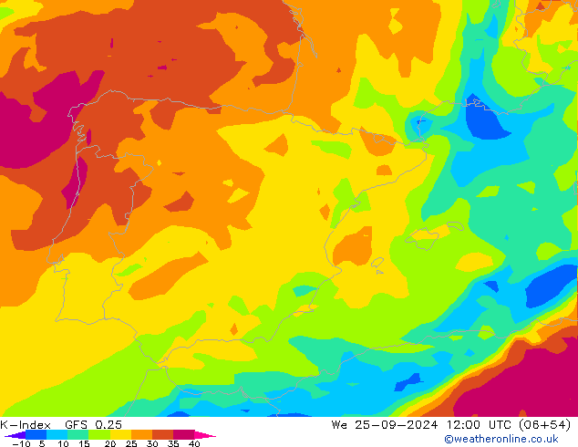 K-Index GFS 0.25 St 25.09.2024 12 UTC