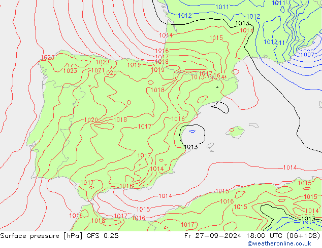 GFS 0.25: Sex 27.09.2024 18 UTC