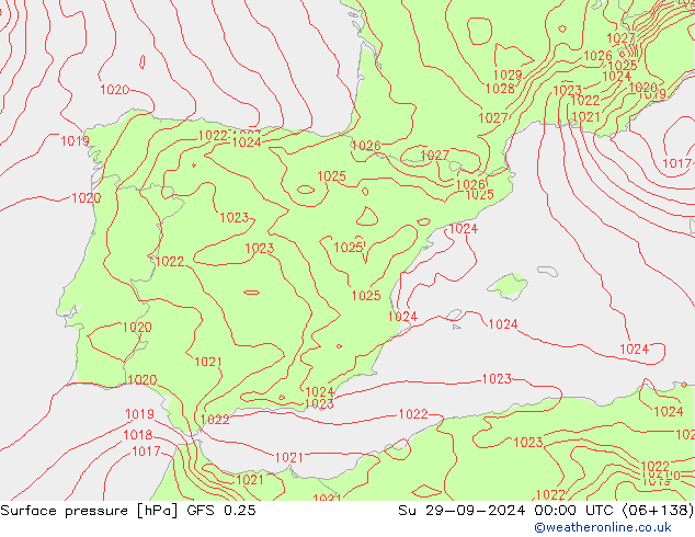 GFS 0.25: Paz 29.09.2024 00 UTC