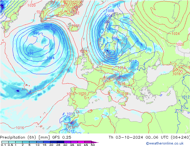 Z500/Rain (+SLP)/Z850 GFS 0.25 чт 03.10.2024 06 UTC