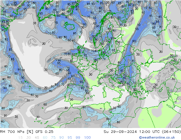 RV 700 hPa GFS 0.25 zo 29.09.2024 12 UTC