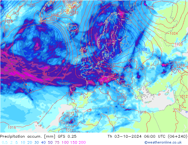 Nied. akkumuliert GFS 0.25 Do 03.10.2024 06 UTC