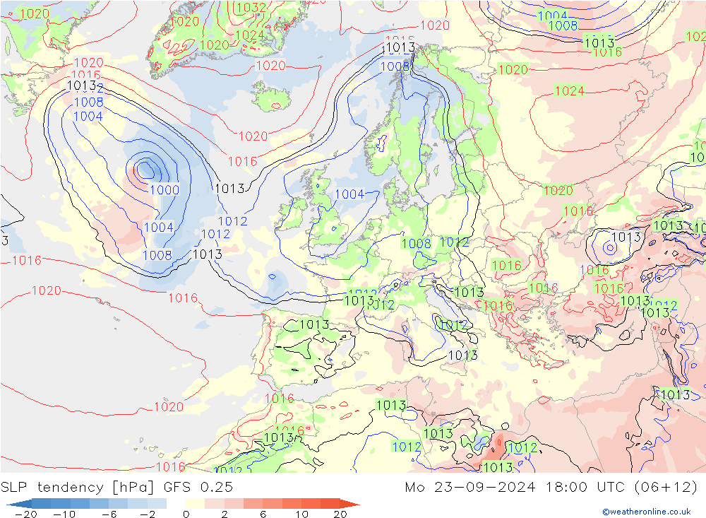 Drucktendenz GFS 0.25 Mo 23.09.2024 18 UTC