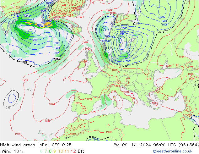 Sturmfelder GFS 0.25 Mi 09.10.2024 06 UTC