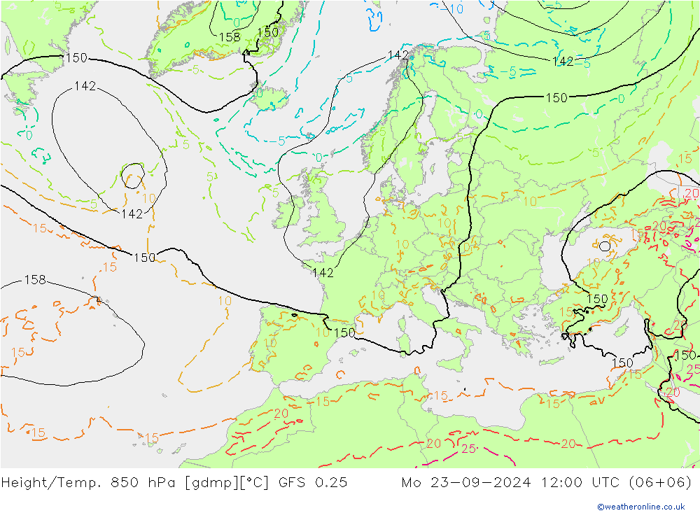 Z500/Rain (+SLP)/Z850 GFS 0.25 Seg 23.09.2024 12 UTC