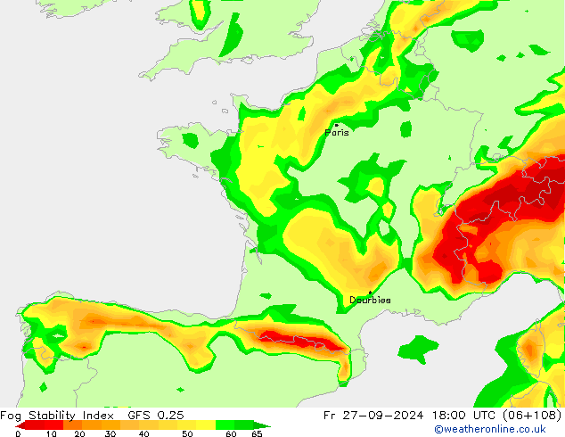 Fog Stability Index GFS 0.25 vr 27.09.2024 18 UTC