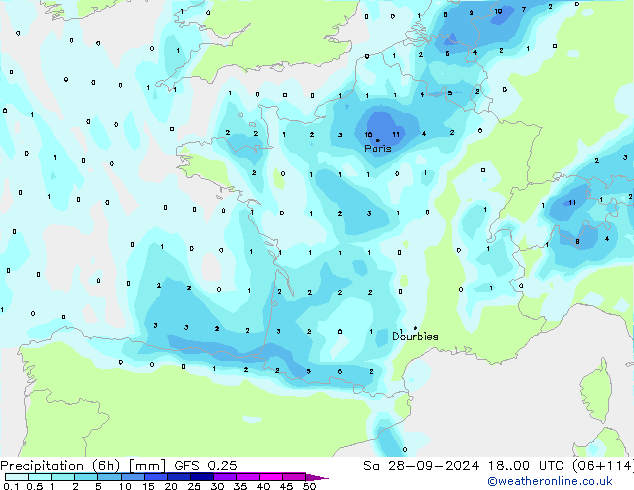 Z500/Rain (+SLP)/Z850 GFS 0.25 Sa 28.09.2024 00 UTC