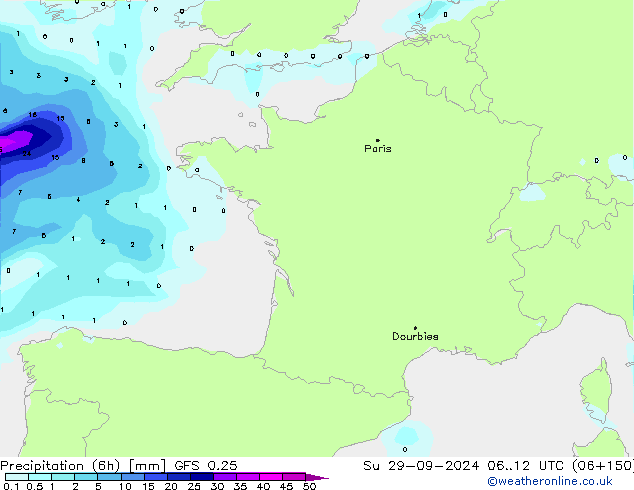 Z500/Rain (+SLP)/Z850 GFS 0.25 Вс 29.09.2024 12 UTC