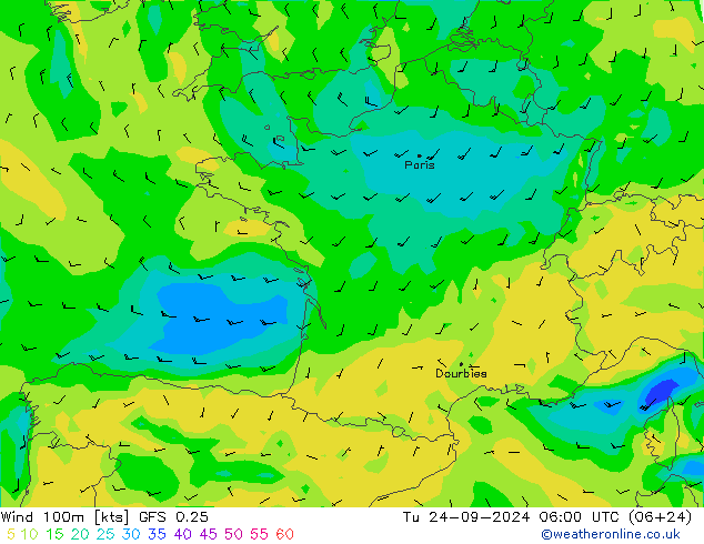  100m GFS 0.25  24.09.2024 06 UTC