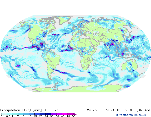 opad (12h) GFS 0.25 śro. 25.09.2024 06 UTC