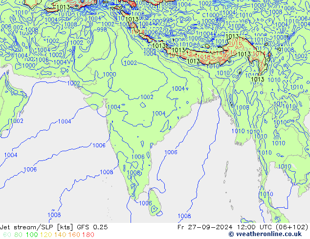 Courant-jet GFS 0.25 ven 27.09.2024 12 UTC