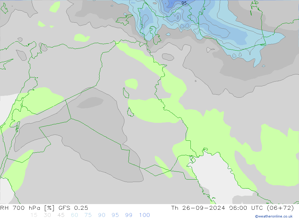 RH 700 hPa GFS 0.25 Th 26.09.2024 06 UTC