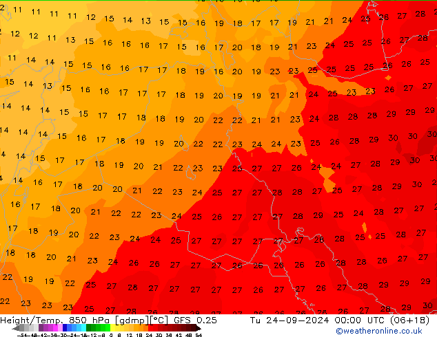 Z500/Rain (+SLP)/Z850 GFS 0.25 вт 24.09.2024 00 UTC