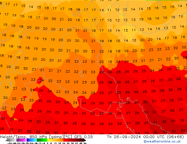 Z500/Rain (+SLP)/Z850 GFS 0.25 czw. 26.09.2024 00 UTC