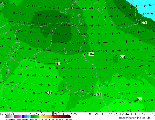 Z500/Rain (+SLP)/Z850 GFS 0.25 lun 30.09.2024 12 UTC