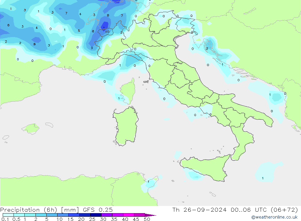 Z500/Rain (+SLP)/Z850 GFS 0.25 jeu 26.09.2024 06 UTC