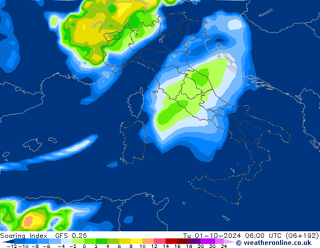 Soaring Index GFS 0.25 Tu 01.10.2024 06 UTC