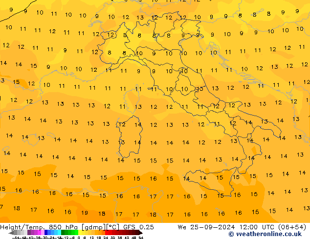 Z500/Regen(+SLP)/Z850 GFS 0.25 wo 25.09.2024 12 UTC