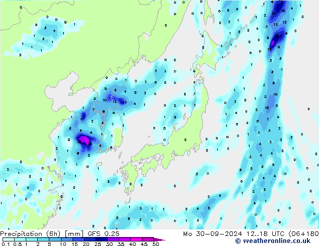 Z500/Rain (+SLP)/Z850 GFS 0.25 Mo 30.09.2024 18 UTC