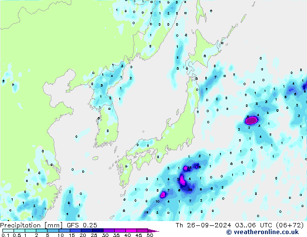 Precipitación GFS 0.25 jue 26.09.2024 06 UTC