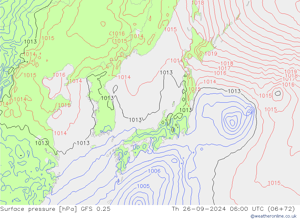 ciśnienie GFS 0.25 czw. 26.09.2024 06 UTC