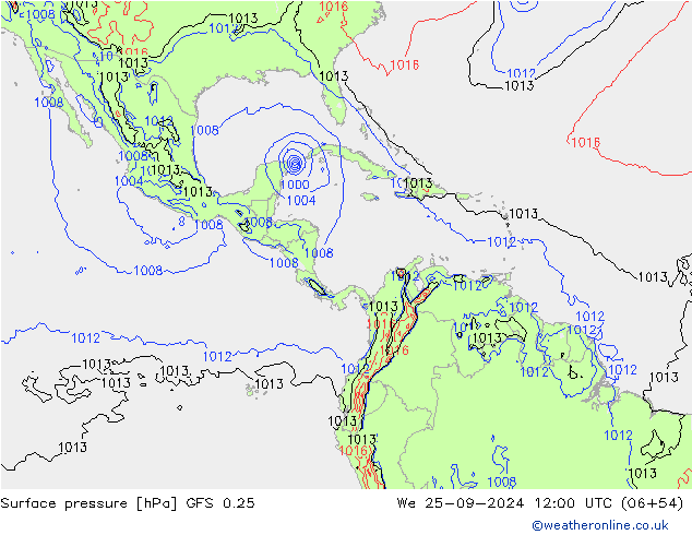 Surface pressure GFS 0.25 We 25.09.2024 12 UTC