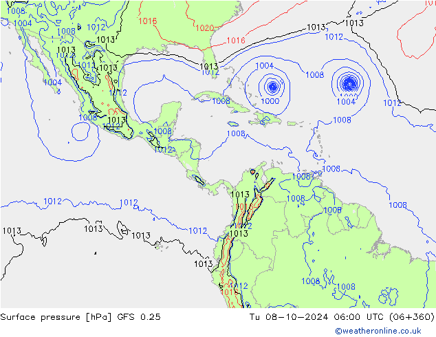 GFS 0.25: Ter 08.10.2024 06 UTC