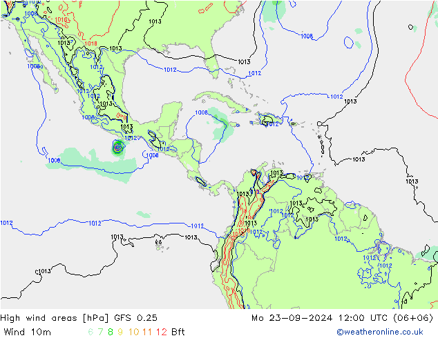 High wind areas GFS 0.25 Seg 23.09.2024 12 UTC