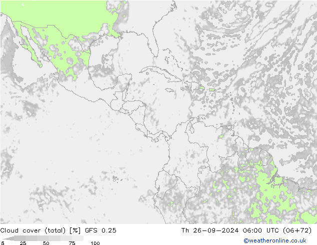 Bewolking (Totaal) GFS 0.25 do 26.09.2024 06 UTC