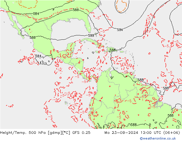 Z500/Rain (+SLP)/Z850 GFS 0.25  23.09.2024 12 UTC